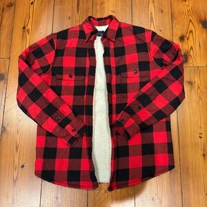 J Crew Plaid Sherpa Lined Shirt Jacket